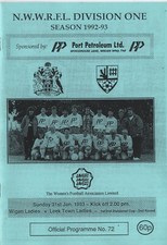 Wigan F.C. Ladies Vs Leek Town Women : Divisional Cup Two January 1993