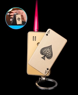 Ace King Joker Poker Card Lighter Pink Flame Lighters With Keychain