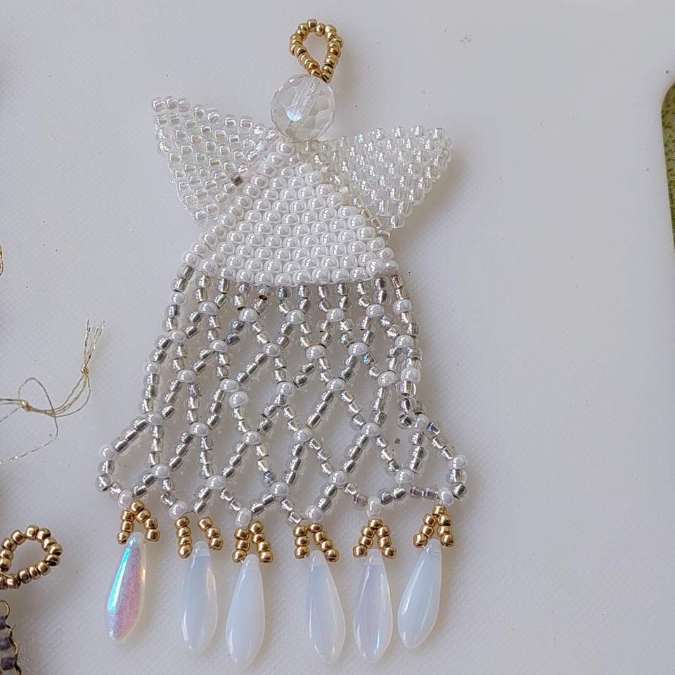 Vintage Handmade Christmas Angel Bead Ornaments eBay