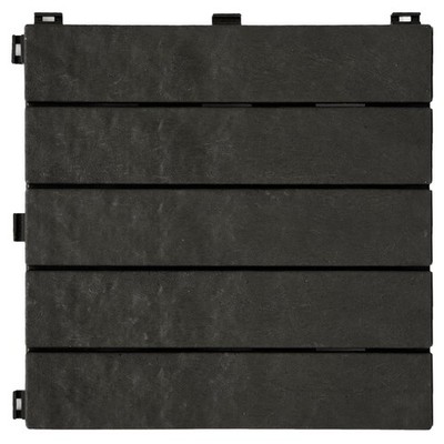 24-Pack 12 x12  Interlocking Deck Floor Tiles Slate Black   Rubber