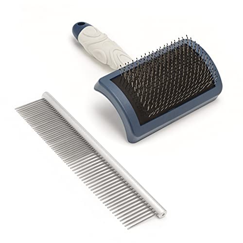 Mikki Dog Puppy Stainless Steel Comb and Hard Pin Slicker Brush, for 