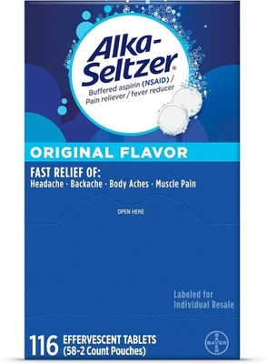 Alka Seltzer Original Flavor Effervescent Tablets 116 Count Fast Relief