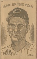 1961 Cleveland Indians Baseball Writers Program Menu  Jim Perry Man Of The Year