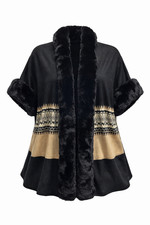 MANTELLA CARLA FERRONI CON PROFILO IN ECO PELLICCIA STAMPA ETNICA