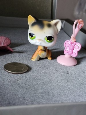 Littlest Pet Shop #27 Calico Cat Green Eyes With Butterfly Toy Paw Up Hasbro 