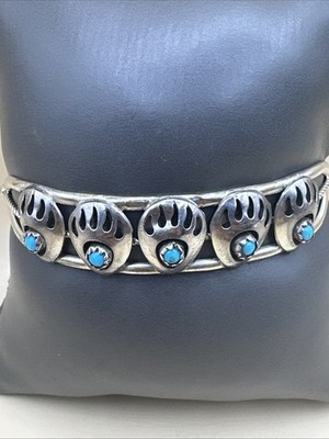 Indianer Türkis Set Bärentatze Design offen Sterling Armband (8,9 g)