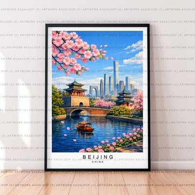 Peking China ungerahmter Illustrationsdruck Peking Poster Kunst Blüte Landschaft