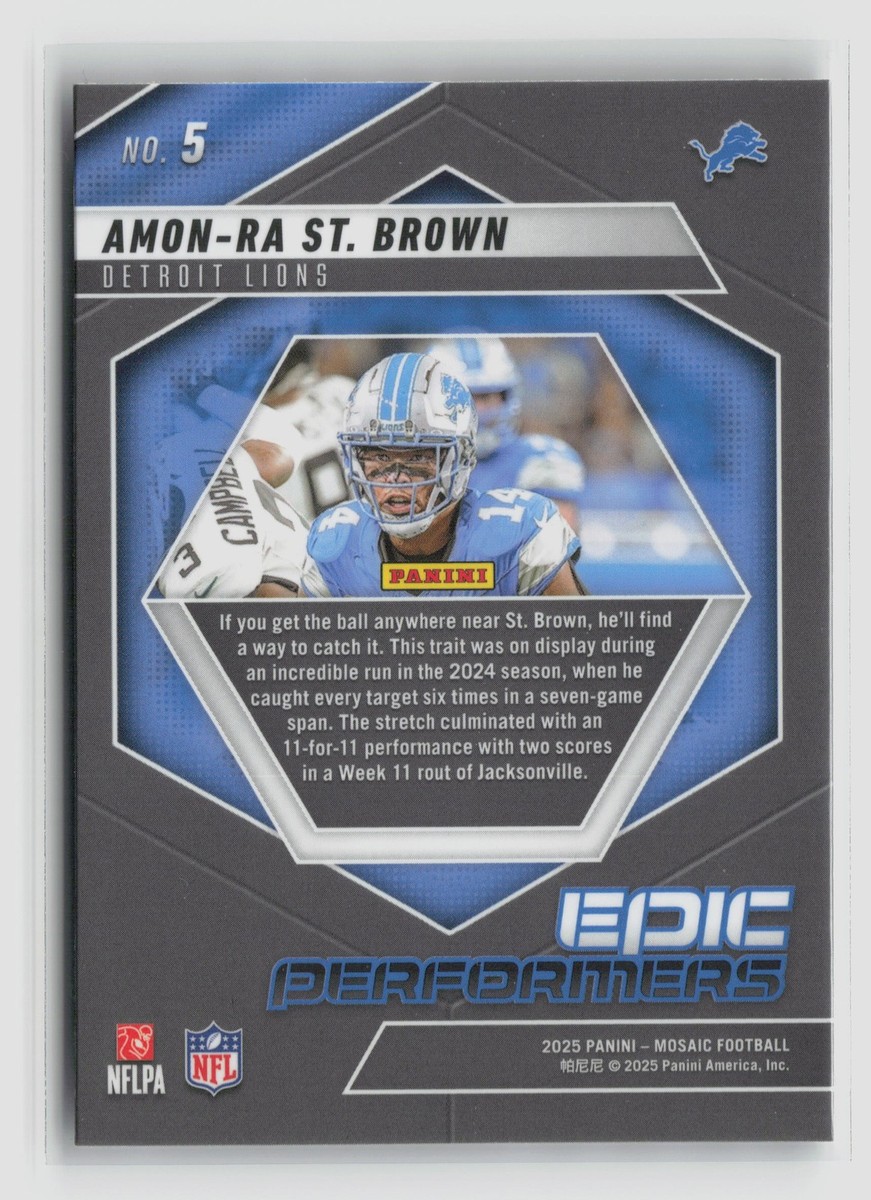 Amon-ra St. Brown #5 2025 Panini Mosaic Epic Performers Silver