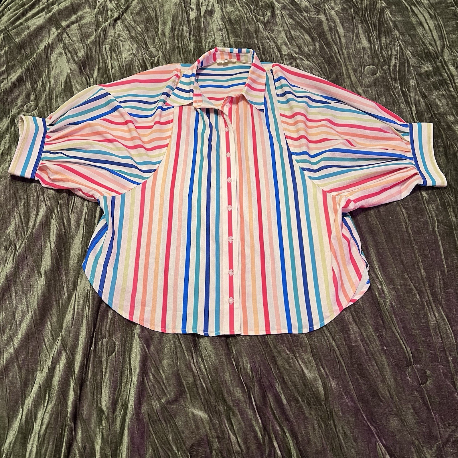 Entro Multicolor Striped Collared Button-Up 100% … - image 1