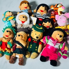Lot 11 Disney Store Pooh Around The World - 8" Mini Bean Bag Plush Vintage Rare
