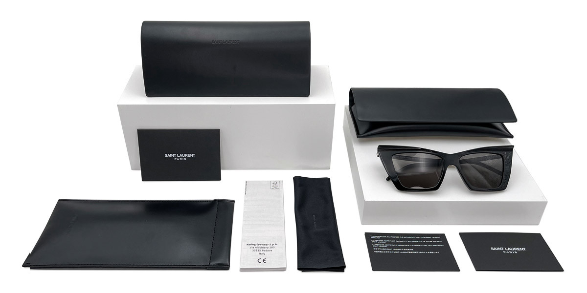 Saint Laurent SL M40/F Sunglasses Black Grey Square 55mm New 100
