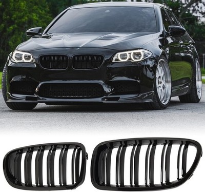 F10 Grille - Front Kidney Grille Double Slats Glossy Black Compatible with 20...
