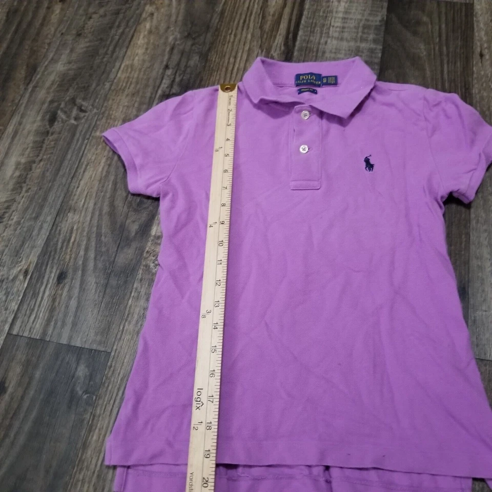 Polo Ralph Lauren Girls Polo Shirt Youth XS Skinny Fit Purple Skinny Fit - Image 3 of 4