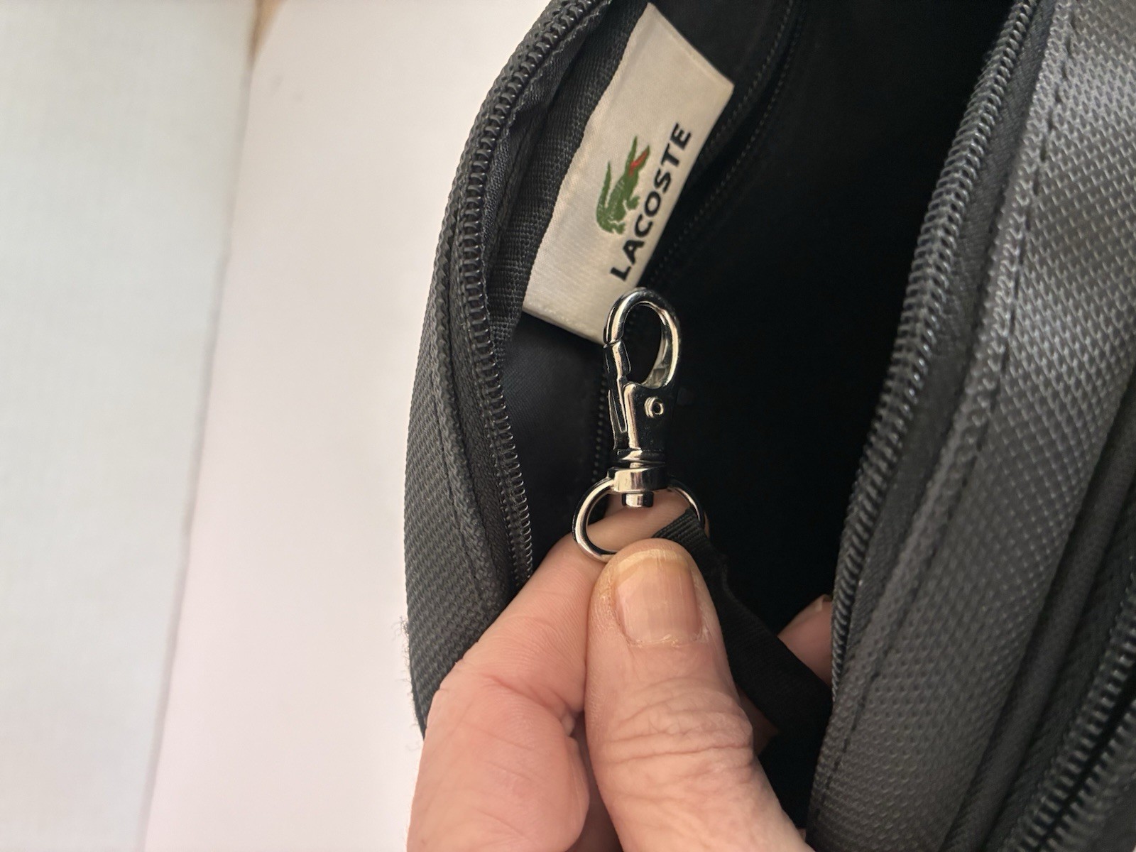 NWOT Unisex Lacoste Black Crossbody Bag - Adjustable Strap Great for Travel thumbnail 11