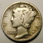 1931 P Mercury Dime 90% Silver VG-F  "Actual Coin Pictured - Not Cleaned"