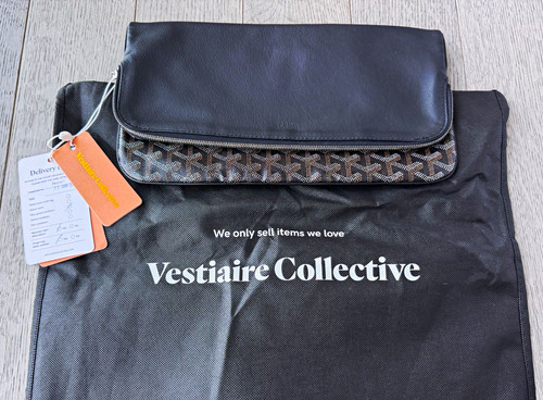 Goyard Black/Brown Goyardine & Leather Sainte-Marie Zip Clutch Pouch 