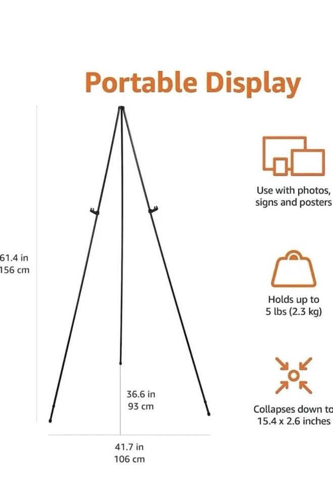 画架 立式 地板海报 轻量级 可折叠 便携式 带袋式 三脚架 — 第 2/4 张图片