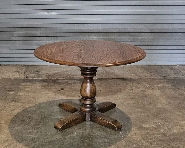 Conant Ball Furniture Solid Oak Round English Style Dining Table Pub Table - Image 2 of 4