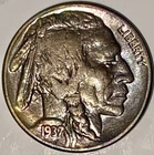 1937-S 5C Indian Head Buffalo Nickel Chief Iron Tail 3a