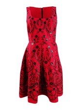 Taylor Women's Sequined Fit & Flare Dress (2, Red/Black) 755179515915