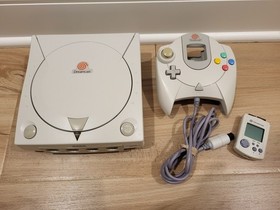 Sega Dreamcast Console Bundle HKT-3020 OEM Controller VMU Cables Tested Working