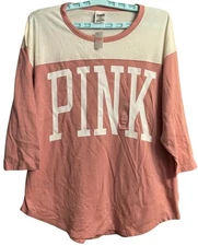 VICTORIA'S SECRET PINK SHIRT LOGO  3/4 SLEEVE Sz  M NEW NWTS Collegiate Women’s