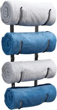 Bathroom Rolled Towel Rack: 4-Tier Wall Mounted Towel Storage Holder, Hanging...