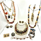 Vintage Antique To Now Amber Brown Costume Jewelry Lot Dauplaise Sarah COV