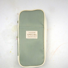 Angoo Special Edition Plastic Zippered Pen Case Organizer w/ Mesh, Green/White