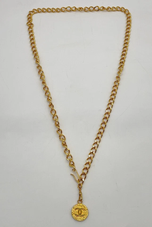 Authentic CHANEL Coco Chain Belt GD Logo Engraved 100cm  W/Box SK100733 - Image 4 of 4