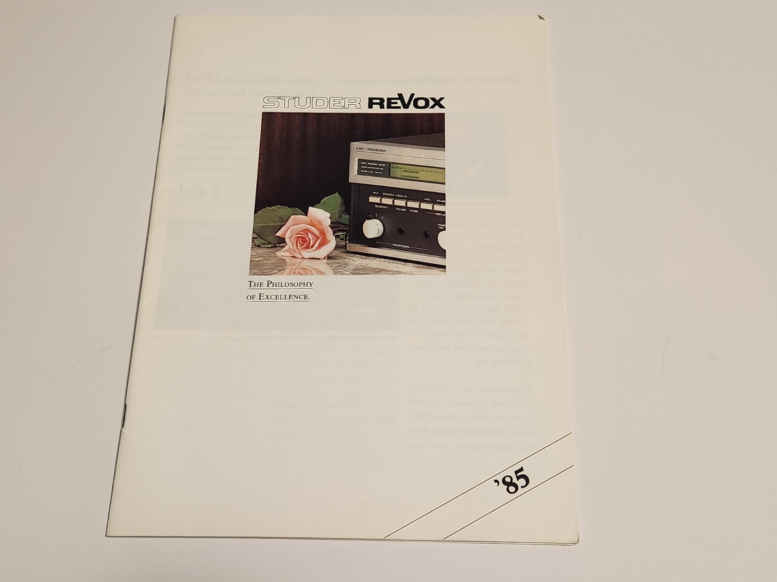 1985 Studer Revox Brochure Catalog Spec Sheet Technical Data Original B Lines