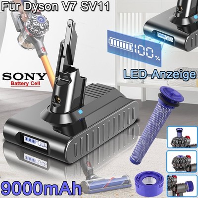 Für Dyson V7 9Ah Akku mit LED-Anzeige +Filte Animal FLUFFY Staubsauger Sony Cell