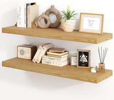 Rustic 30" Floating Shelves Set of 2 - 8" Deep Oak Wall Decor for Home