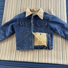 Vintage Dee Cee Denim Jacket Boys 10 Sherpa Lined Corduroy Collar Western 70s