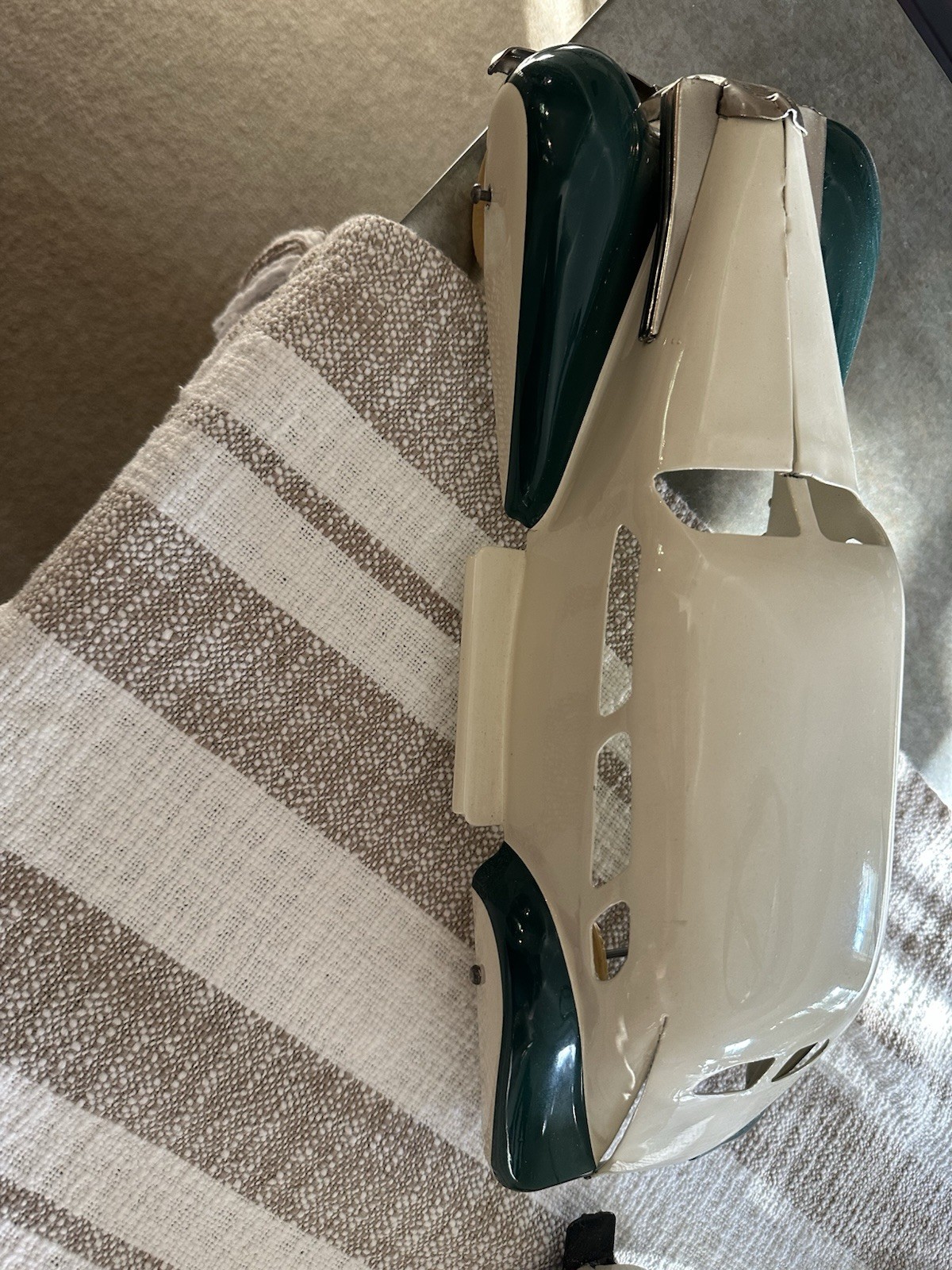 1930s Wyandotte Steel Toy LaSalle Sedan Car with Air Stream Camper Trailer