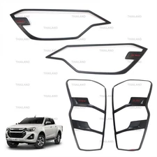 Set Matt Front Rear Head Tail Lamps Lights Cover For Isuzu D-max '24 - '26