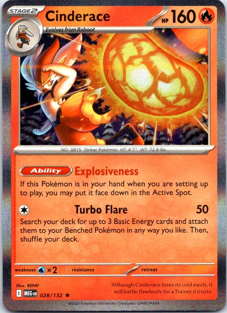 Cinderace Rare ME01: Mega Evolution 028/132 NM