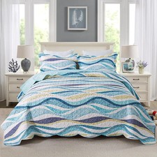 Beach Quilt King Size - 3 Pieces Coastal Quilt Sets Nautical Bedspreads Ocean