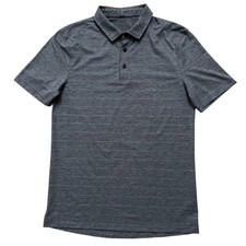 Lululemon Polo Shirt Mens Size S Evolution Short Sleeve Performance Gray Striped