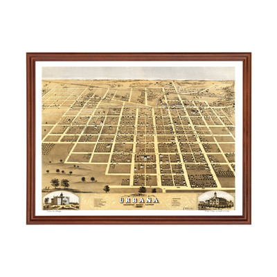 Old Map of Urbana, IL 1869 - Vintage Urbana Illinois Art