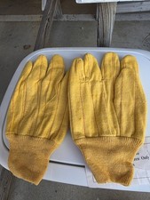 NEW 6 PAIRS THICK COTTON YELLOW FABRIC UTILITY WORK GLOVES