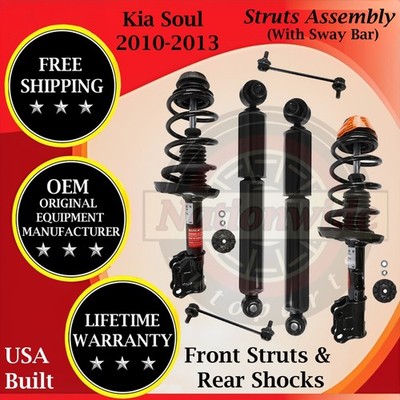 Monroe OEM Front Struts W/ Sway Bar & Rear Shocks For 2010-2013 Kia Soul