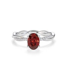 Solitaire Oval 7x5mm Red Garnet Gemstone 925 Sterling Silver Women Wedding Ring