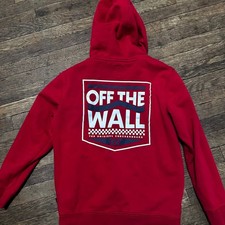 Kids Vans Off The Wall Red Pullover Hoodie Size Boys Medium