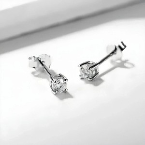 Authentic 0.70Ct Real Moissanite Solitaire Small Stud Earrings 14k White Gold Plated
