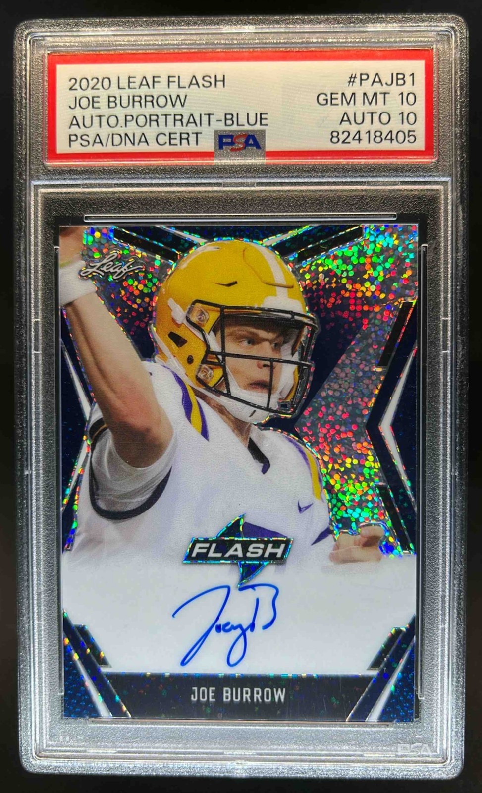 Joe Burrow Leaf Flash Autographs Portrait #PAJB1 Blue
