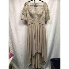 JJ's House Taupe Embellished Hi-Low Chiffon Bridesmaid Mother of Bride Dress