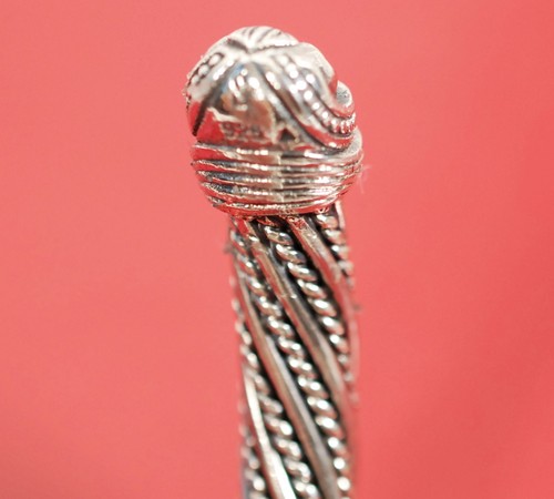 $475 SCOTT KAY 40g Ø7mm 2.5" 64mm Sterling Silver Twisted Rope Cuff Men Women - Picture 12 of 12