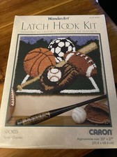 New Sealed Wonder Art Sports 4268 Latch Hook Kit 20x27" Rug Canvas