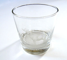Canadian Mist Glass Whiskey Etched Moose Wildlife Rocks Low Ball Collectible